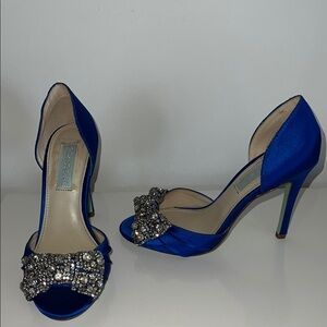 Betsey Johnson Blue Heels with Crystal Embellishments